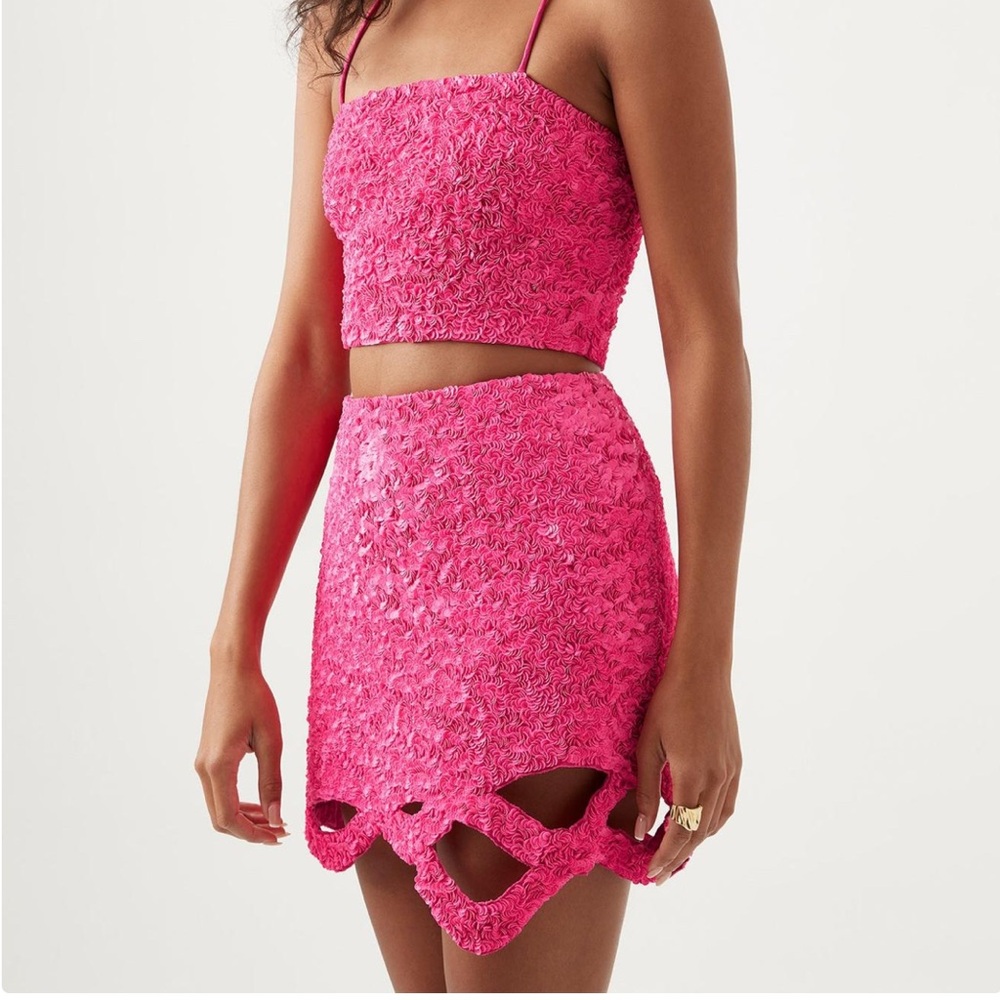 Aje Catara Pink Sequin Skirt - Picture 2 of 7